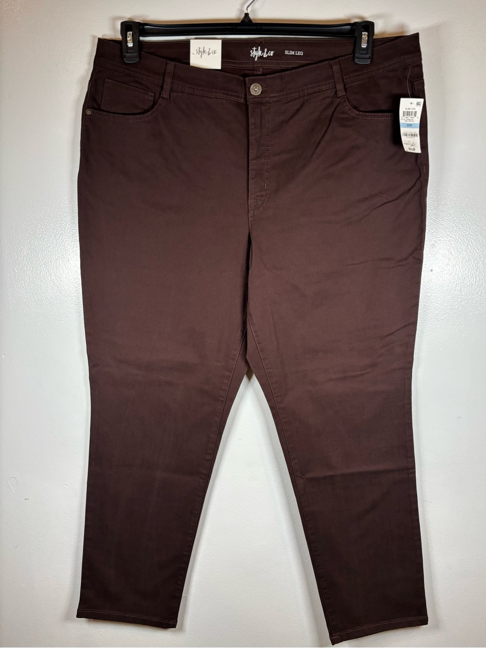 Style & Co Jeans Women’s 20W Brown Slim Leg Tummy Control Panel High Rise 41x30